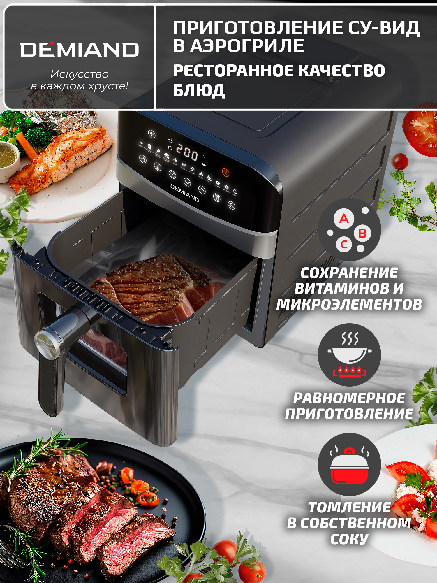 Аэрогриль DEMIAND Sanders Max c Wi-Fi 9 л - фото 14