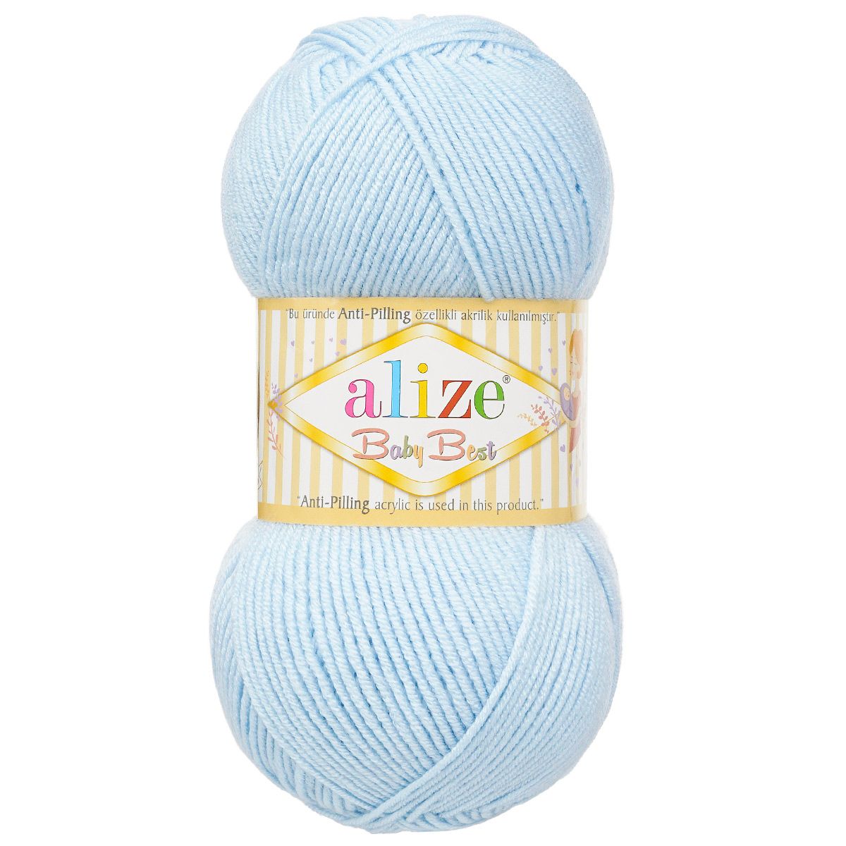 Пряжа для вязания Alize baby best бамбук акрил с эффектом антипиллинг 100 г 240 м 183 голубой 5 мотков - фото 4