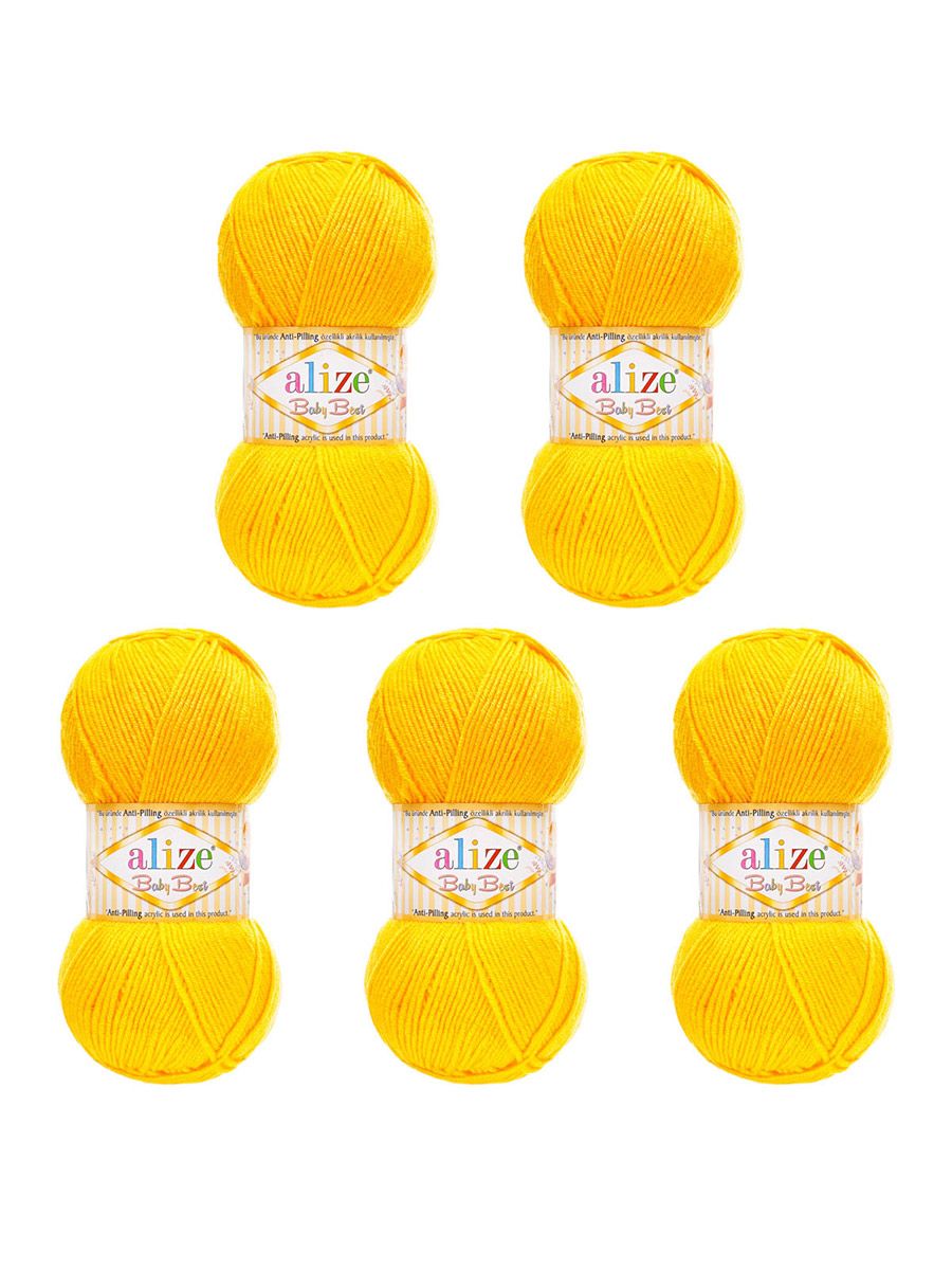 Пряжа для вязания Alize baby best бамбук акрил с эффектом антипиллинг 100 г 240 м 216 темно желтый 5 мотков - фото 6