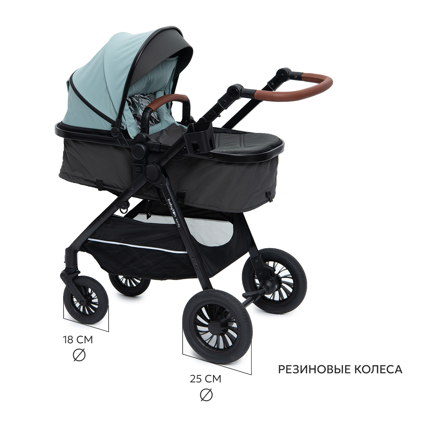 Коляска 2в1 Babyton Sandy Mint голубой - фото 4