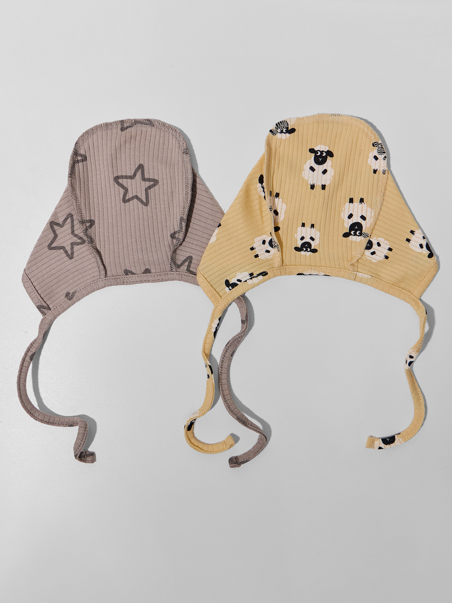 Шапка детская (2шт.) Mark Formelle 27004-2/барашки на абрикосовом +звездочки на сером - фото 3