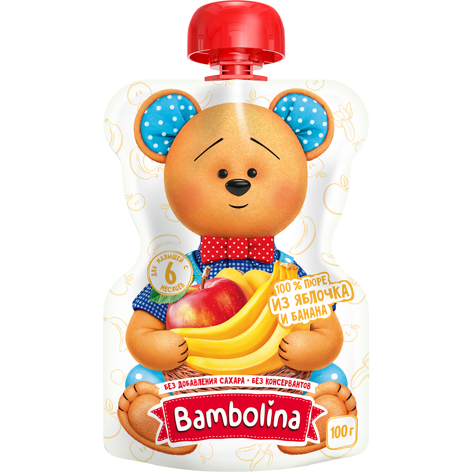 Пюре Bambolinа Яблоки-банан с 6 мес 100 г - фото 1