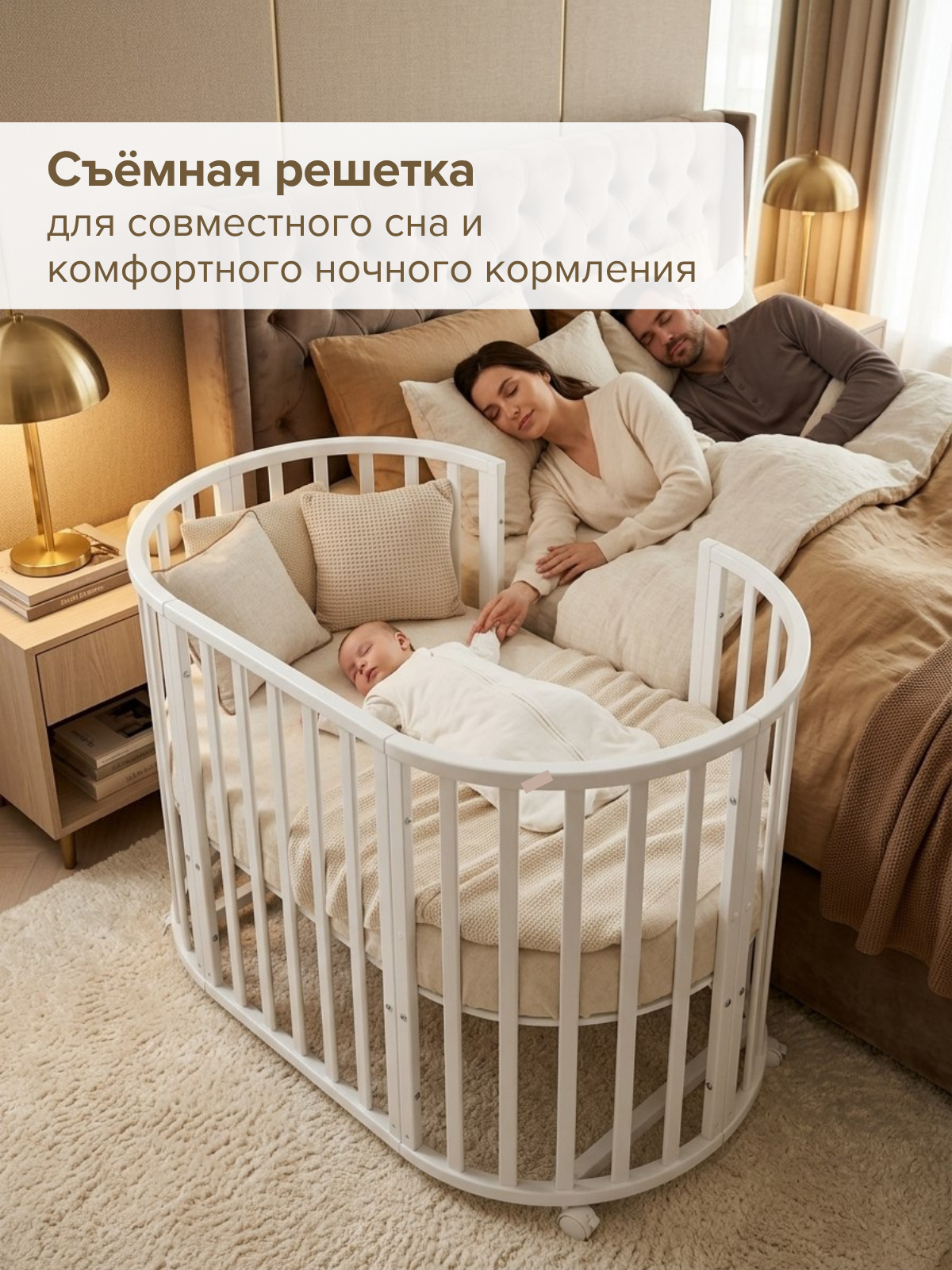 Детская кроватка Азбука Кроваток круглая, универсальный маятник (белый) - фото 10