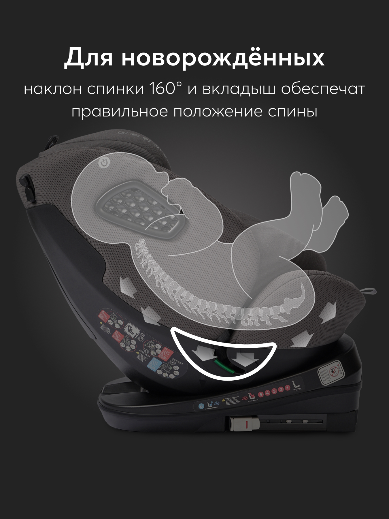 Автокресло Happy Baby Reex Isofix 0+/1/2/3 (0-36 кг) серый - фото 4