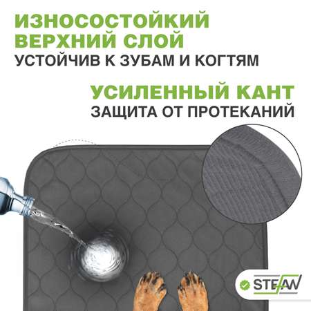 Пеленка для животных Stefan впитывающая многоразовая серая 30х40 см