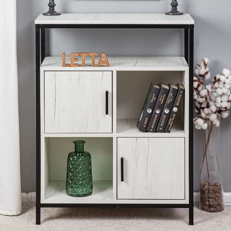 Комод стеллаж LETTA Frame Цвет Дуб Крафт Белый Черный металл 700х910х300