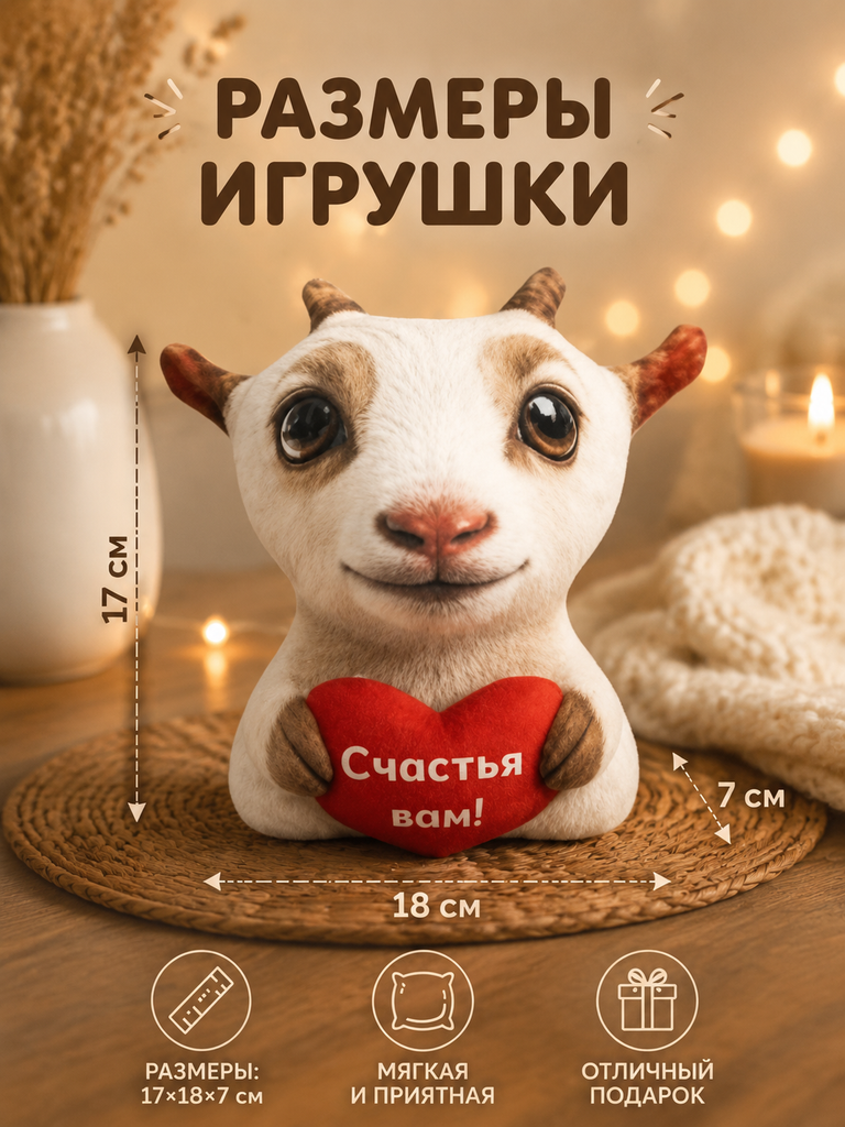 Мягкая игрушка Штучки к которым тянутся ручки коза - фото 4