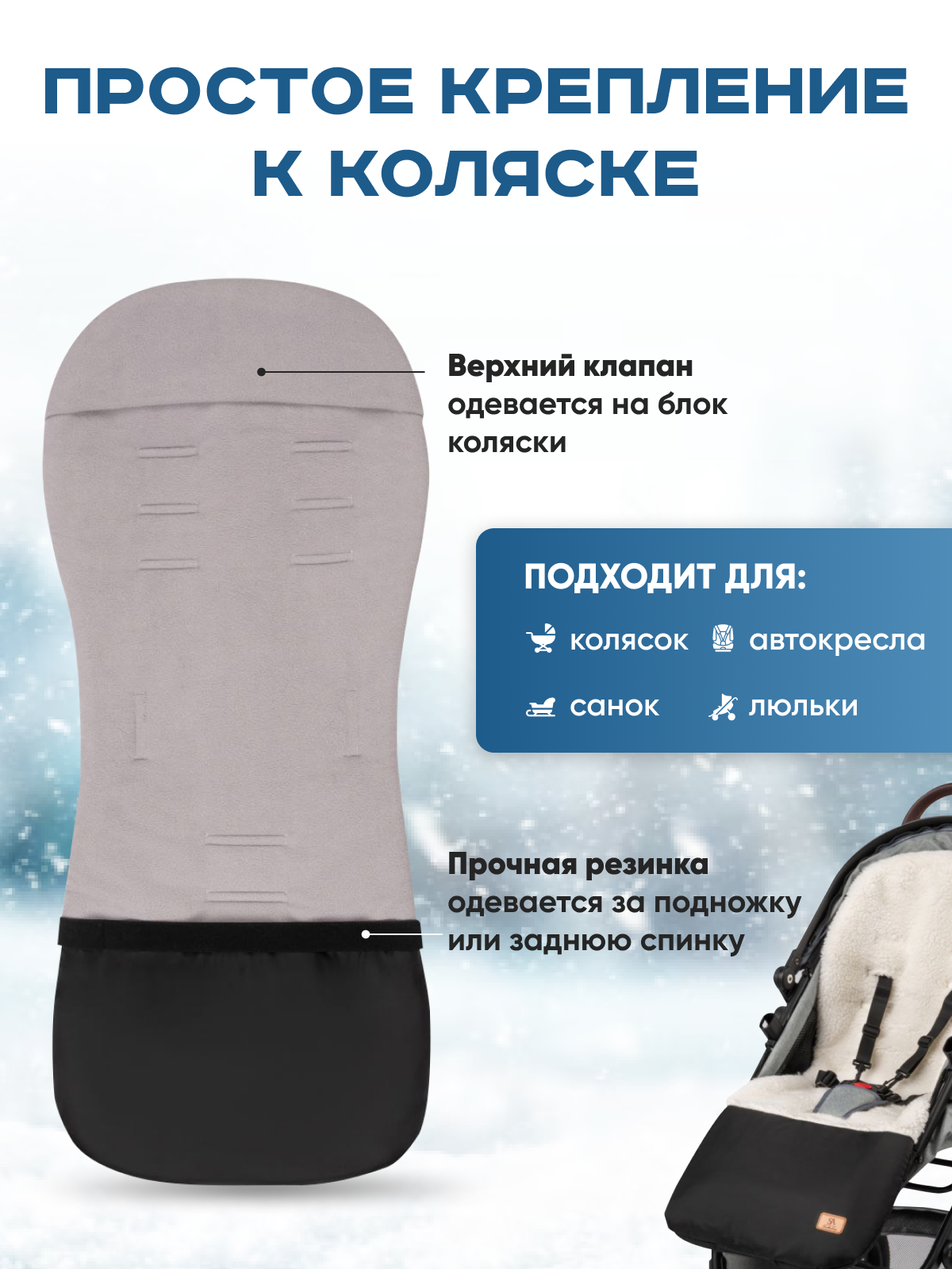 Сменный текстиль StrollerAcss SA505/Овчина.черный - фото 3