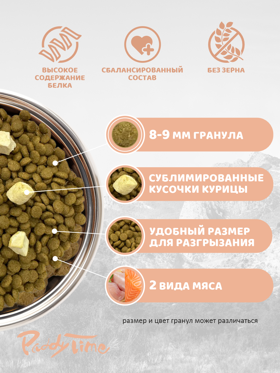 Сухой корм для кошек Paddy Time Лосось и курица с сублимированным мясом 1.25 кг - фото 3