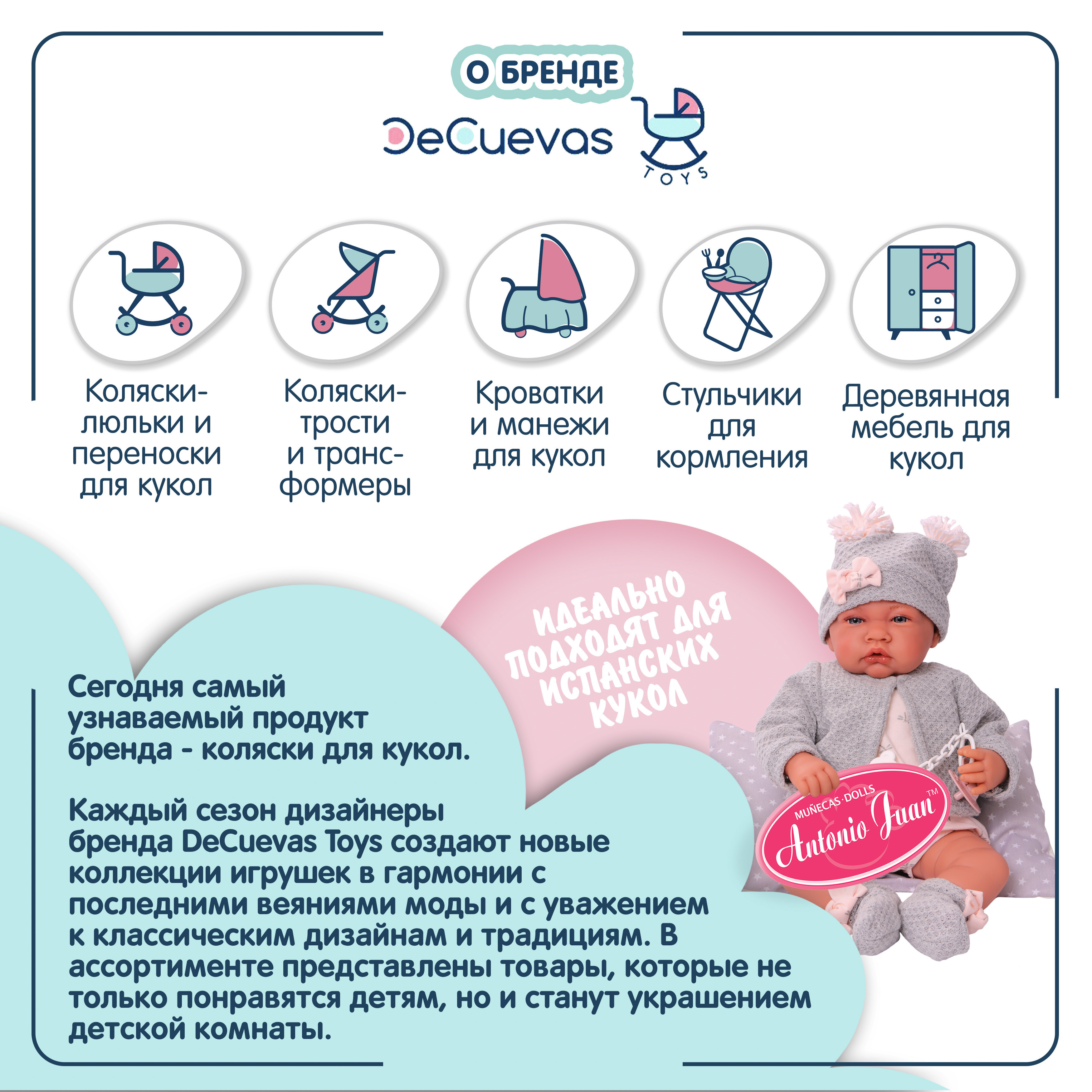 Коляска-люлька, прогулочная коляска для кукол DeCuevas Toys 82044 - фото 12