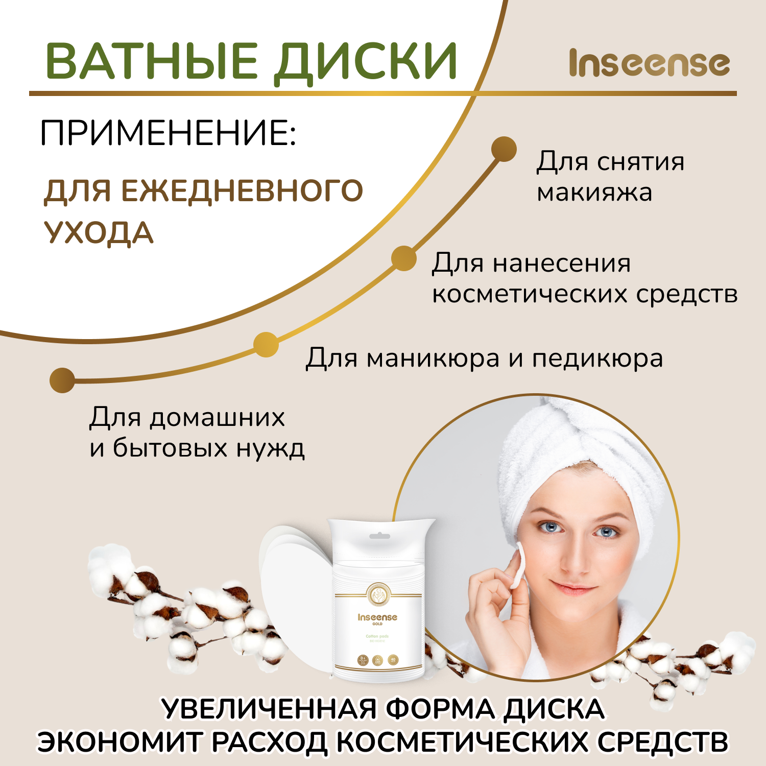 Ватные диски INSEENSE 40 шт. - фото 5