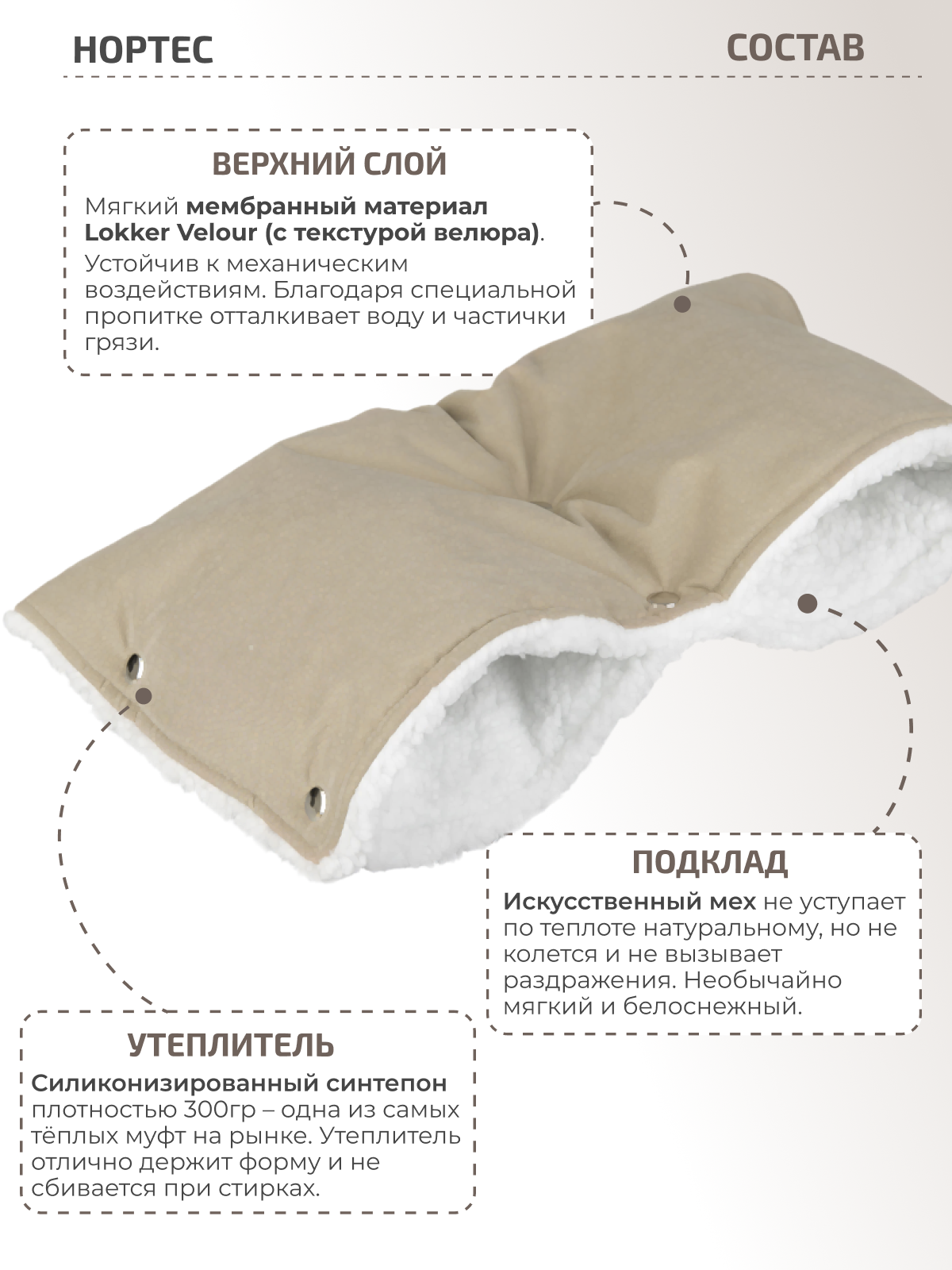 Муфта inlovery Муфта Нортес бежевый МКМ23-002 - фото 2