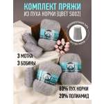 Пряжа для вязания Magic 4 Hobby пух норки серый 3 шт по 50 гр 350 м