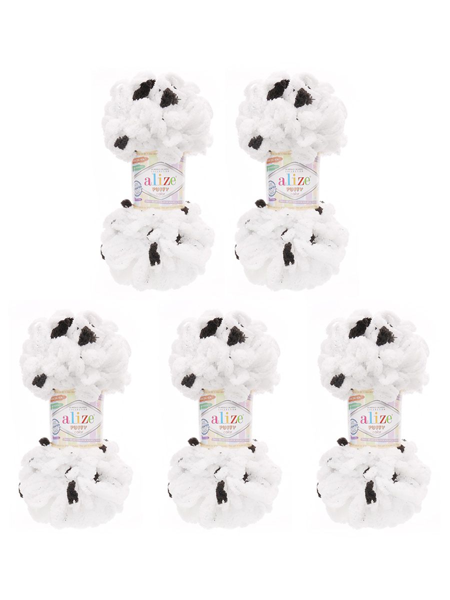 Пряжа для вязания Alize puffy color 100 г 9 м микрополиэстер плюшевая мягкая 6450 секционный 5 мотков - фото 6