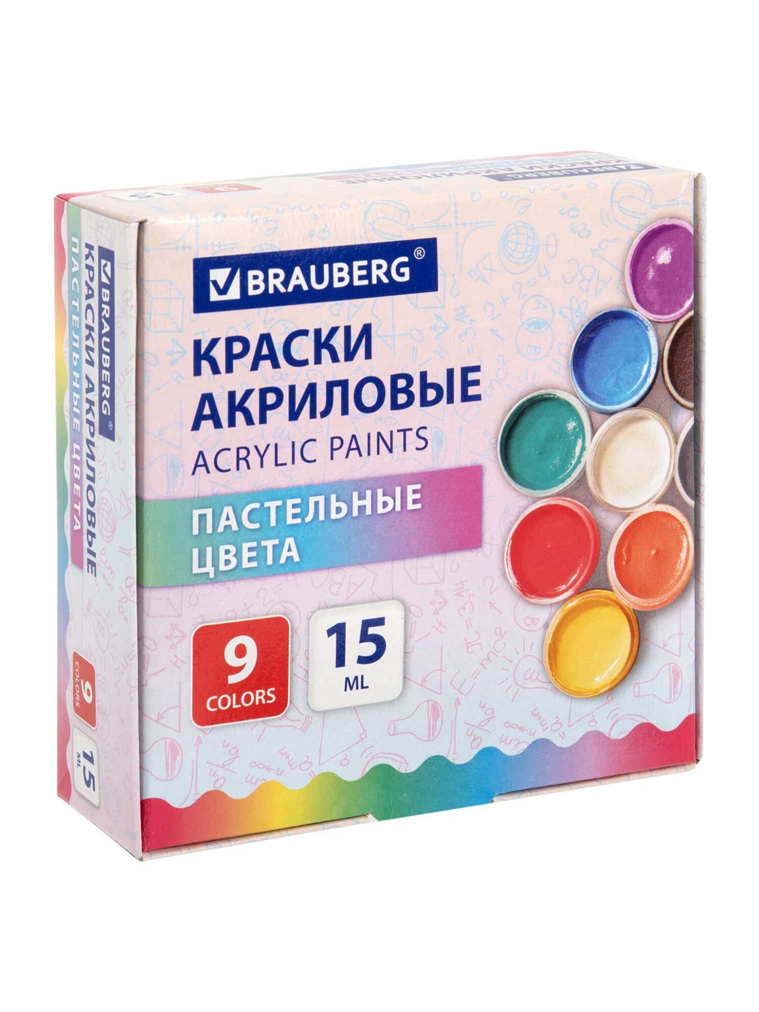 Краски акриловые Brauberg 9 цв. - фото 2