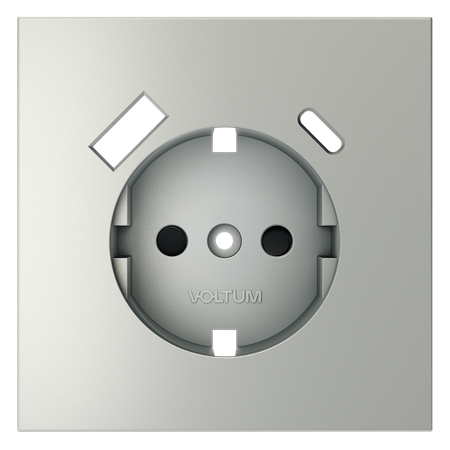 Накладка VOLTUM для розетки с заземлением и защитными шторками с USB A+C S70 сталь