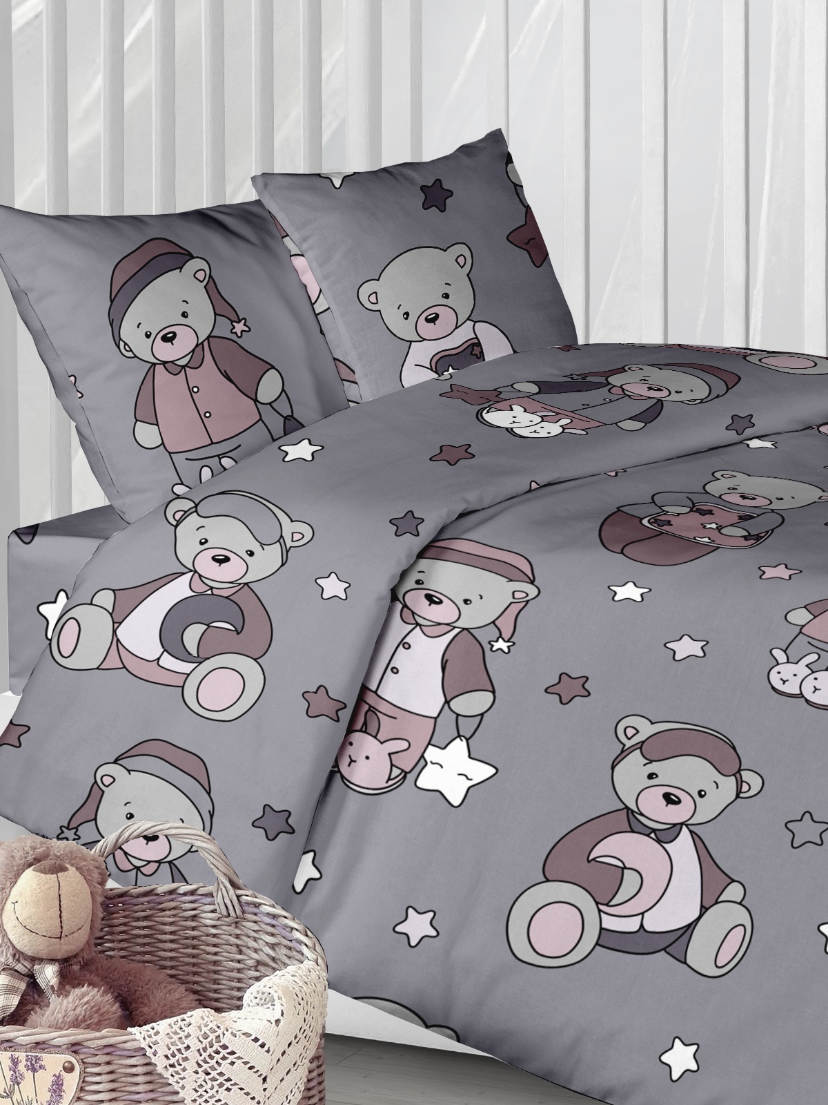 Комплект постельного белья Lemony kids Mishele Серо-фиолетовый 3 предмета - фото 2