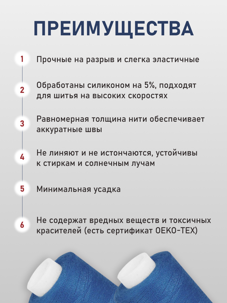 Нитки для шитья 40/2 Bestex 10шт цв 92 - фото 3