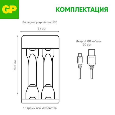 Зарядное устройство GP E211 для аккумуляторов типоразмера АА(пальчиковые) и ААА(мизинцы)