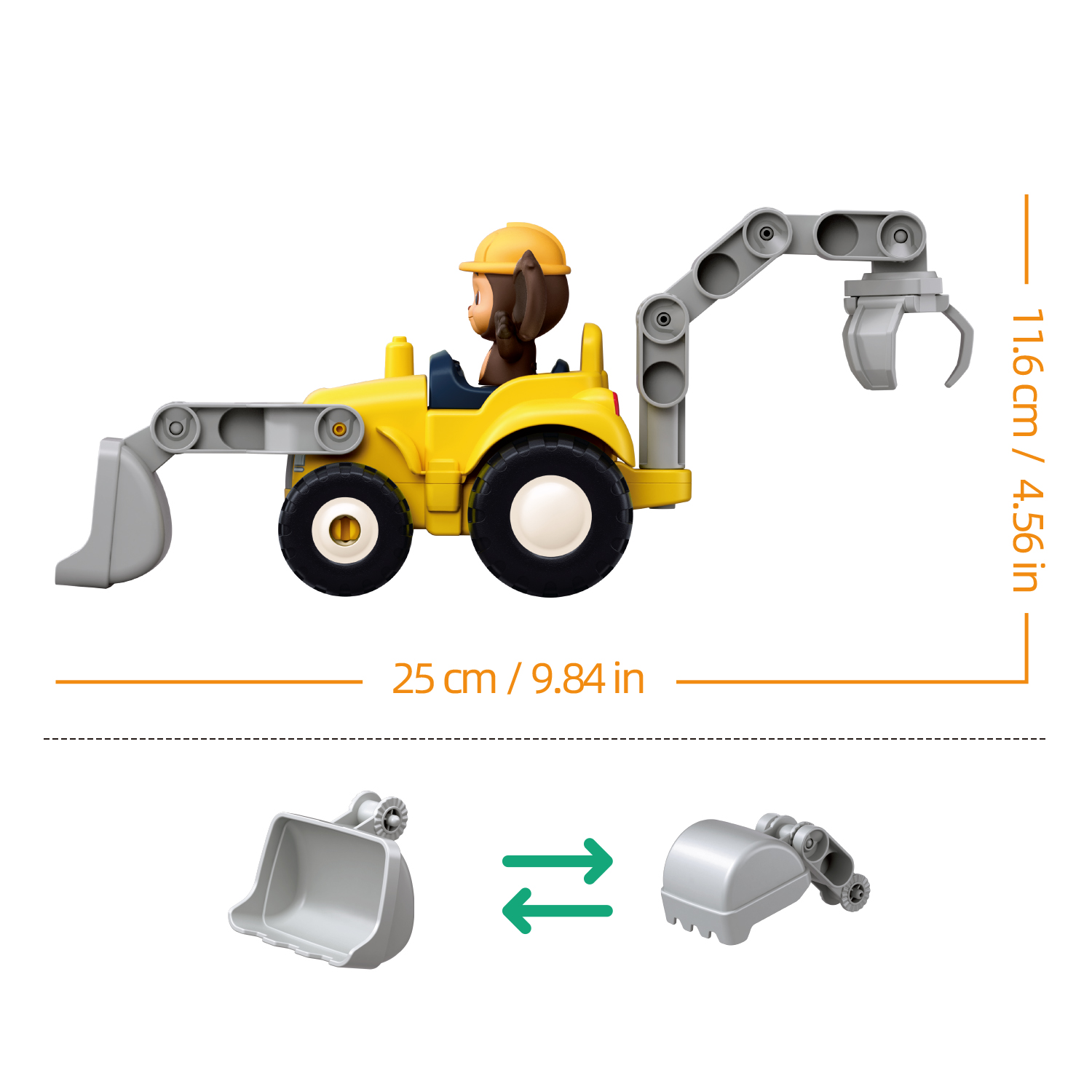 Конструктор SLUBAN Чебурашка на экскаваторе 16 дет. - фото 2