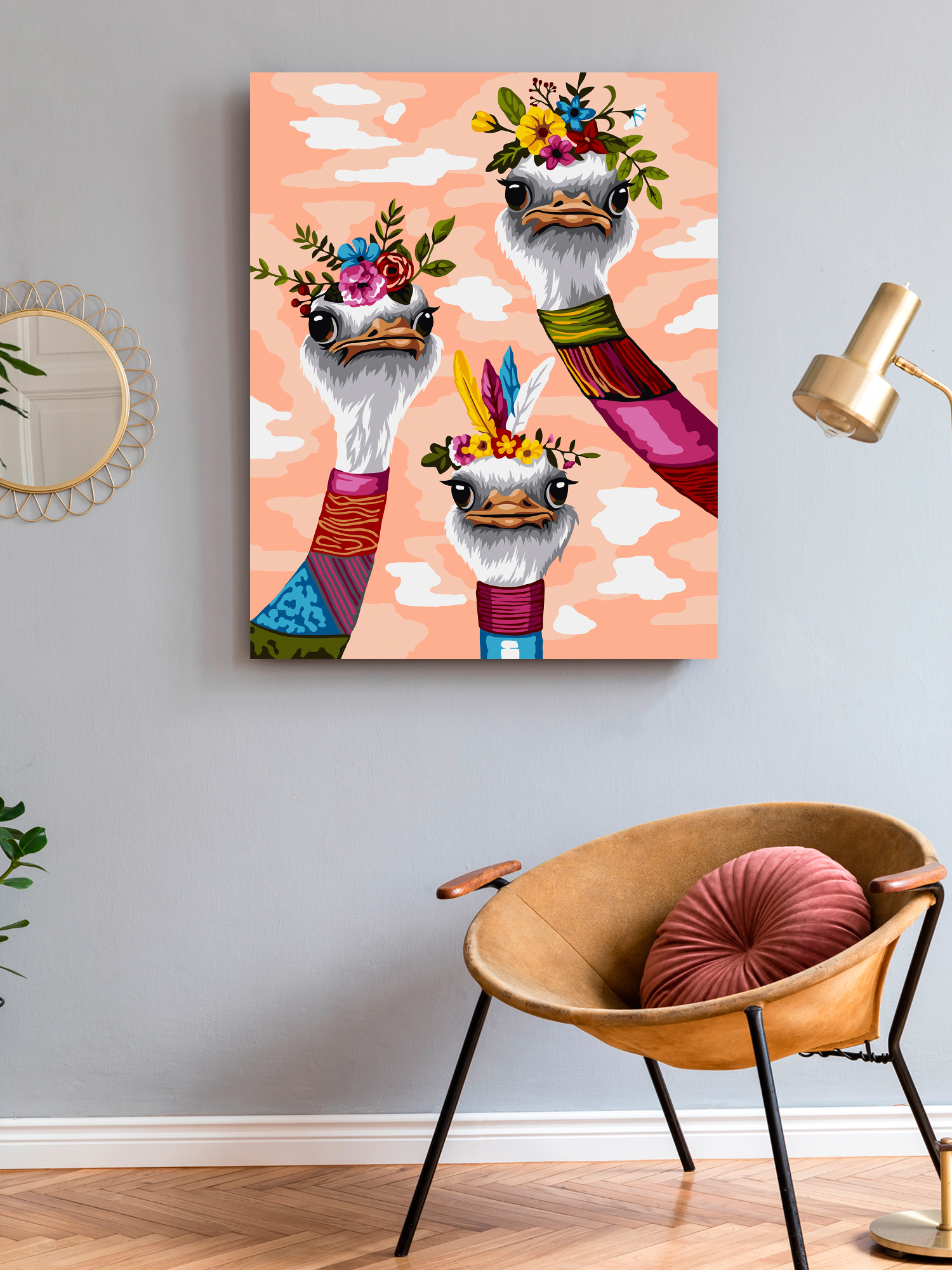 Картина по номерам Art on Canvas Стильные страусы в ассортименте - фото 3