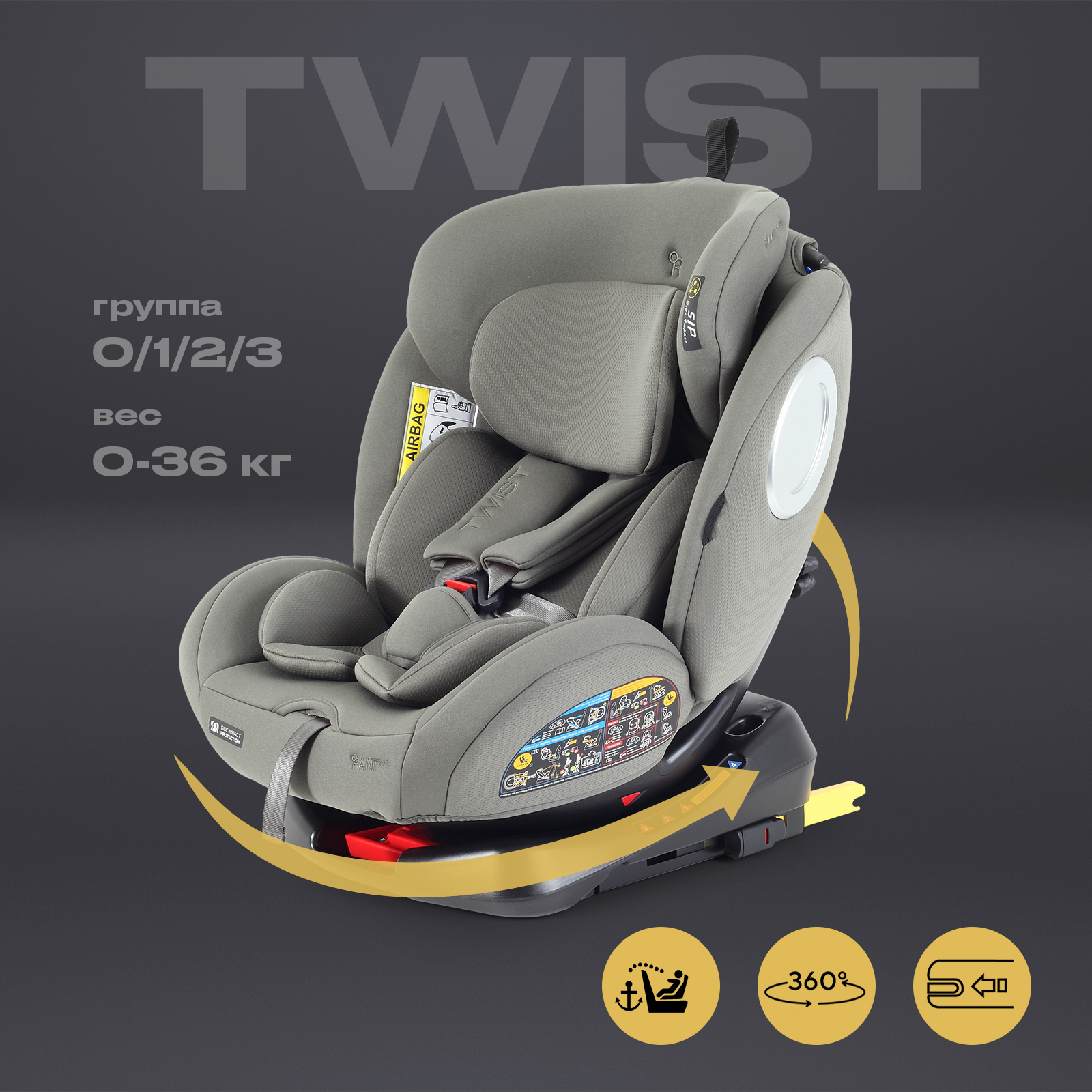Автокресло Rant Basic Twist next isofix Isofix 0+/1/2/3 (0-36 кг) зеленый - фото 1