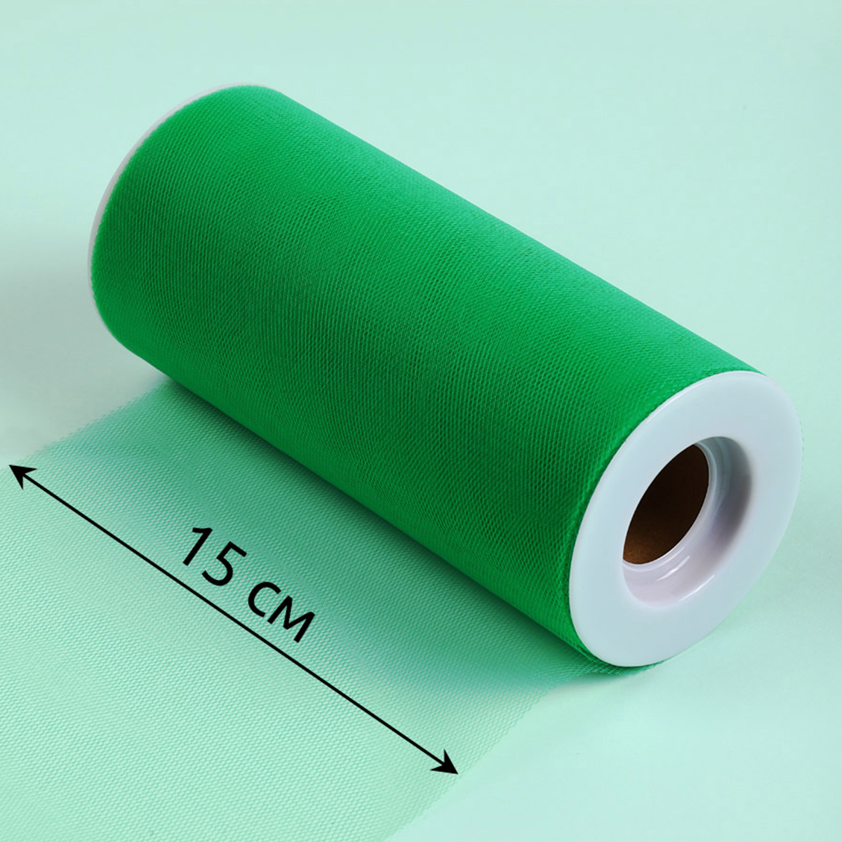 Фатин в шпульках TBY средней жесткости ширина 150 мм уп.22.86м ярко-зеленый - фото 2