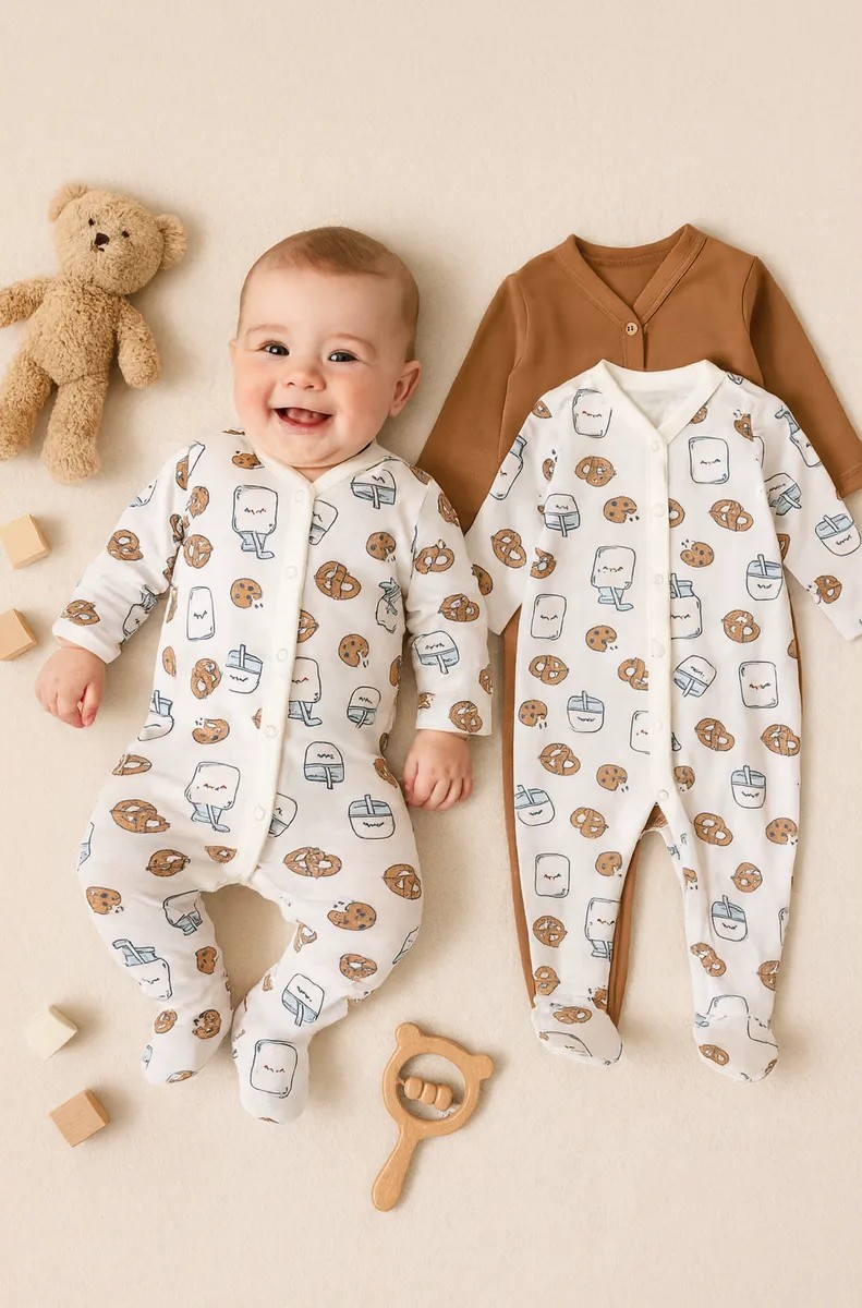 Комбинезон 2 шт Mark Formelle (Марк Формэль) 14005-2/печеньки/молочко на молочном +песочный - фото 1