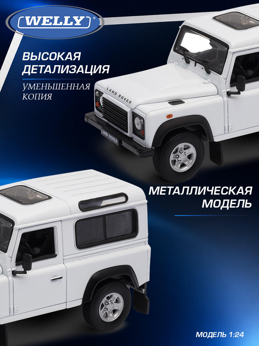 Автомобиль Welly Land Rover Ленд Ровер Дифендер 1:24 WL_22498W - фото 4