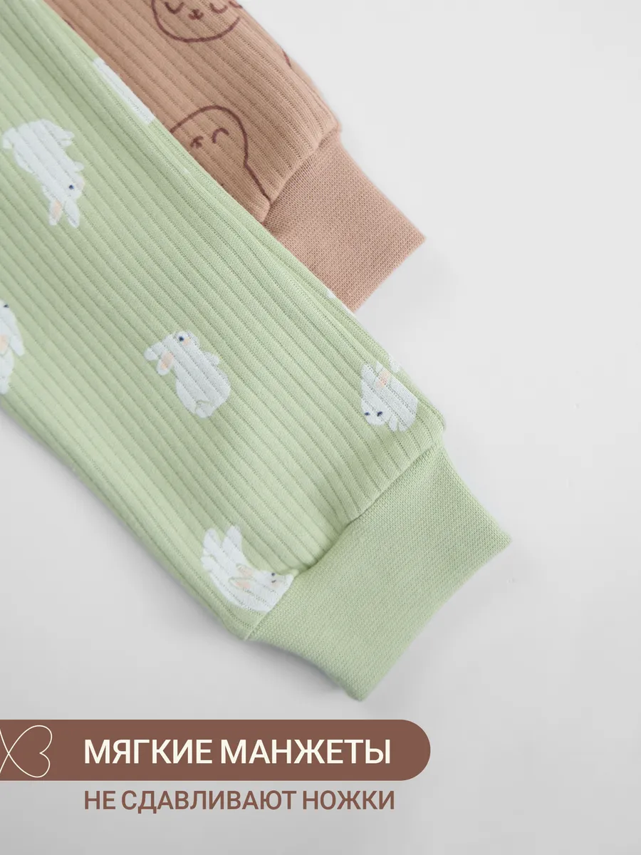 Штанишки 2 шт Mark Formelle (Марк Формэль) 85118-2/зайки на бежевом +зайчата на св.зеленом - фото 3