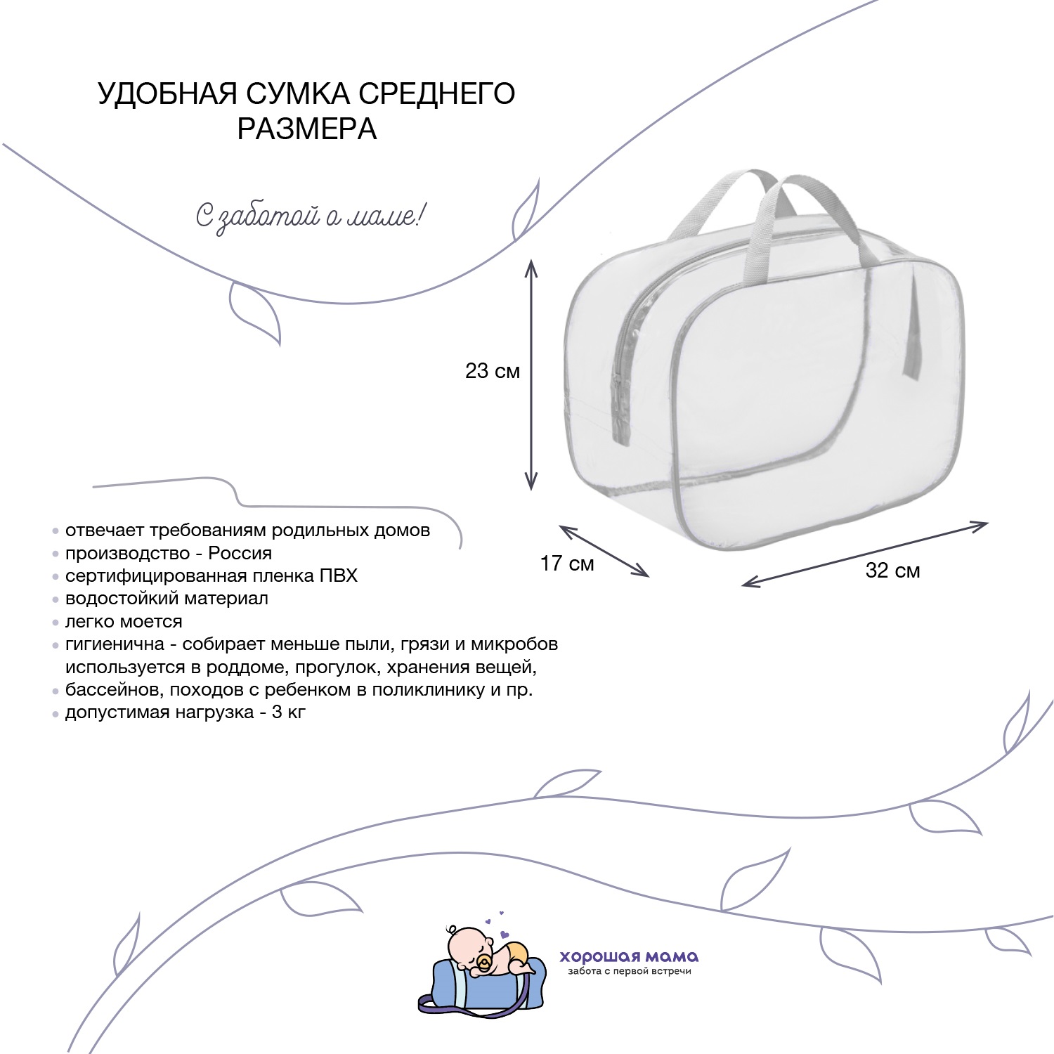 Готовая сумка в роддом Хорошая Мама Оптимальная в средней сумке 26 предметов - фото 9