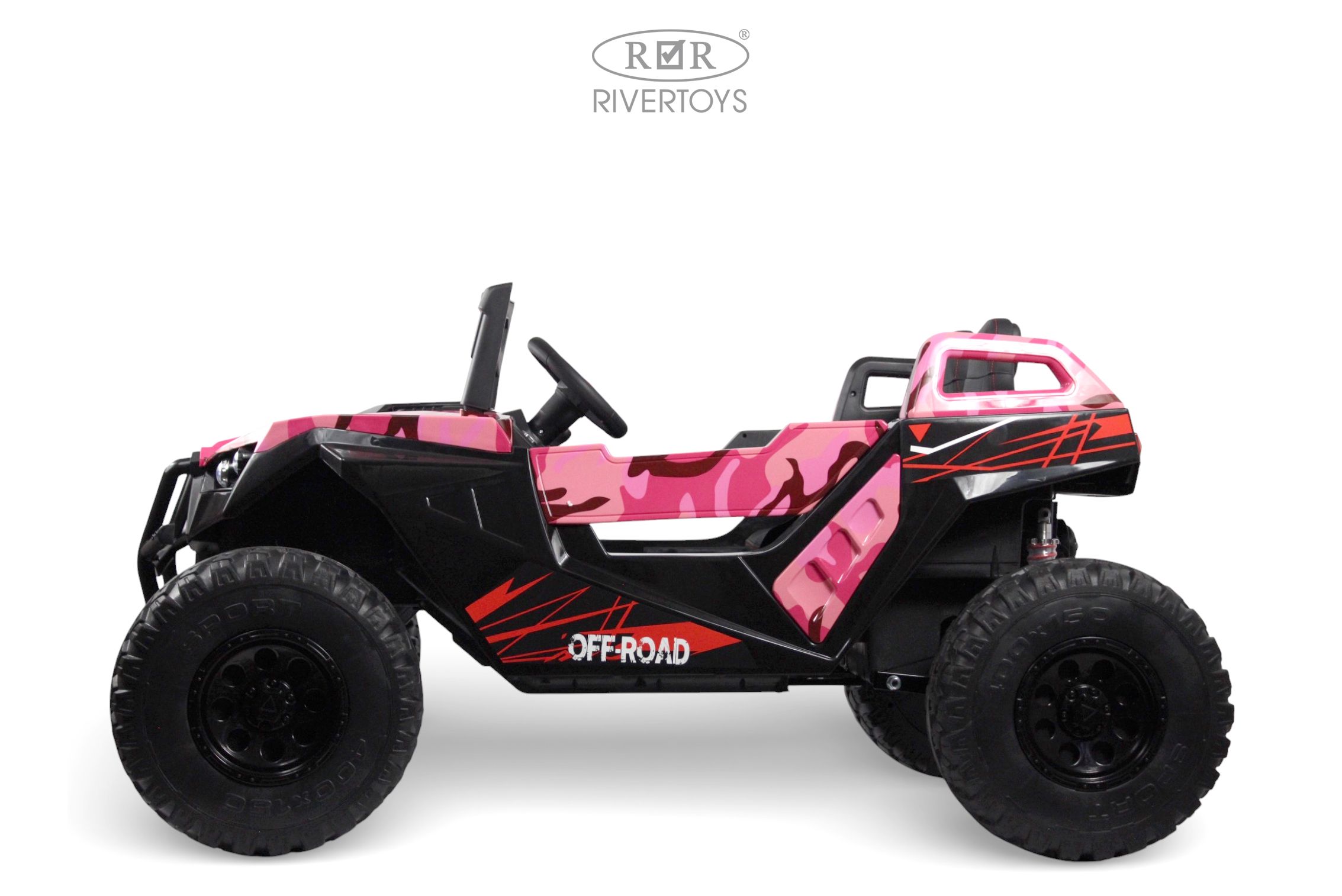 Электромобиль RIVERTOYS A707AA-LUX-NEW-PINK-CAMOUFLAGE С пультом ДУ - фото 6