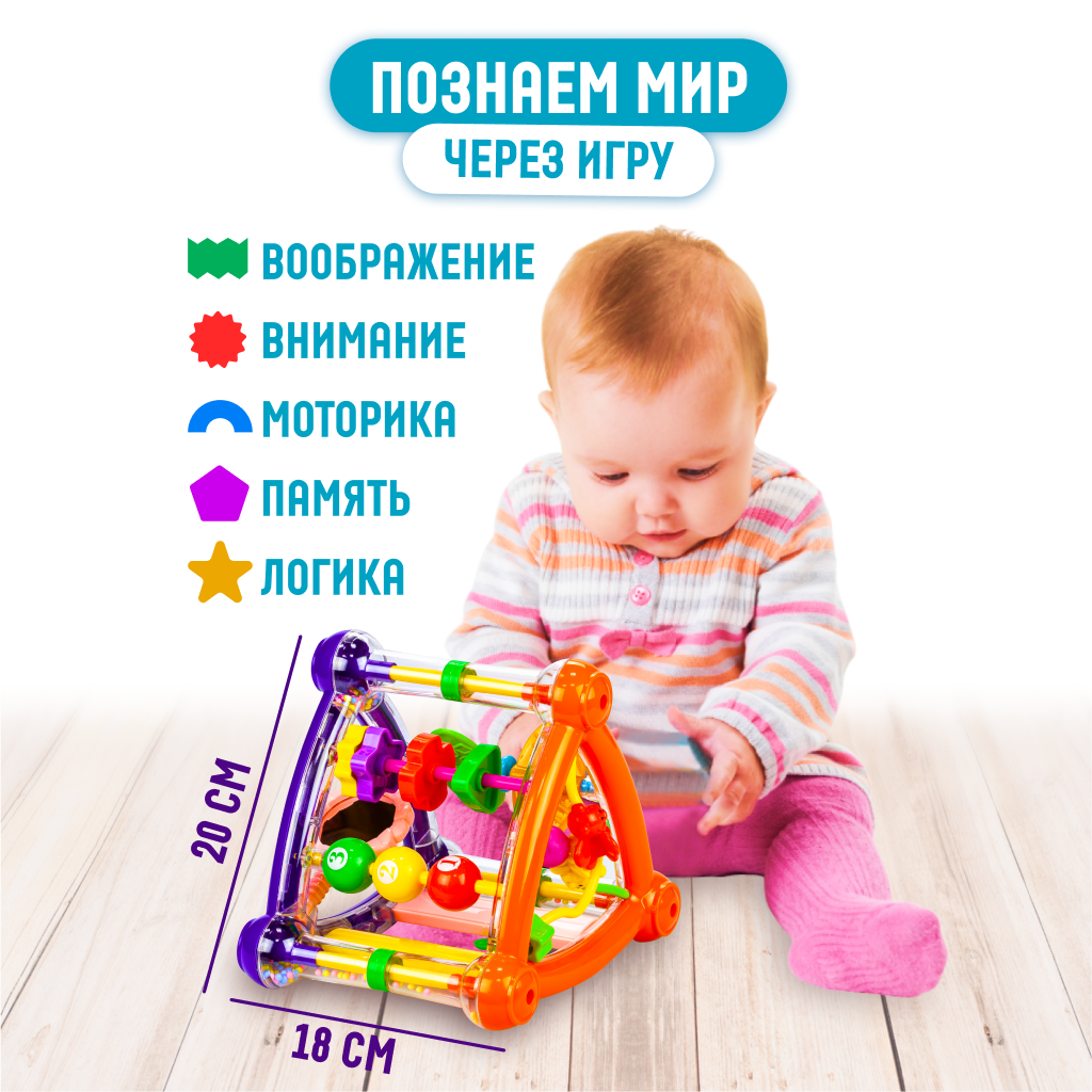 Игрушка Solmax бизиборд Умный мультикуб Пирамидка - фото 3