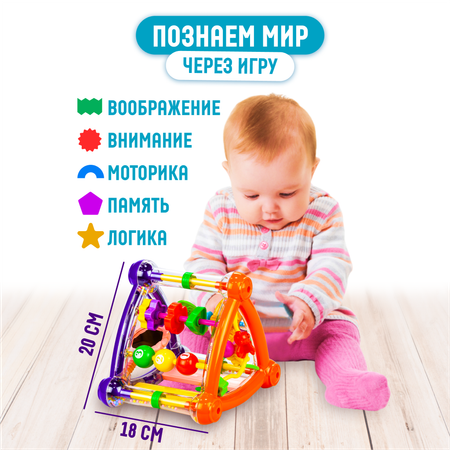 Игрушка Solmax бизиборд Умный мультикуб Пирамидка
