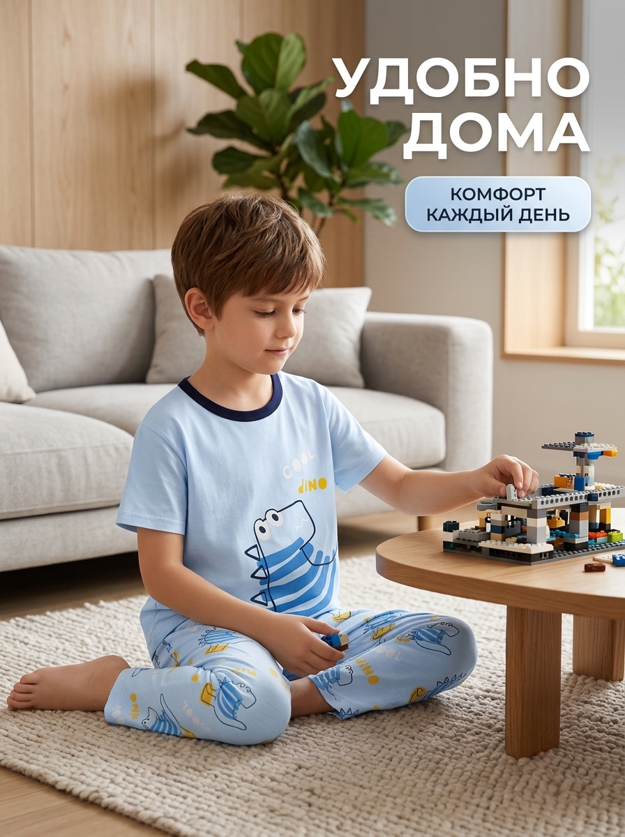 Костюм Bambooland summerlongpants_bluedino - фото 11