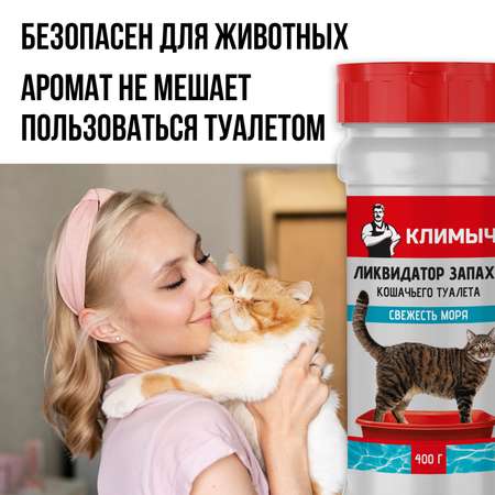 Ликвидатор запаха КЛИМЫЧ для кошачьего туалета Свежесть моря 400 г