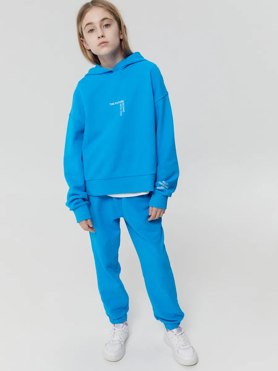 Худи Mark Formelle (Марк Формэль) 127894/голубая лазурь +печать - фото 1