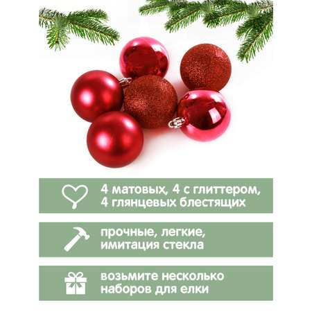 Набор ёлочных украшений Весёлый хоровод шары 12 штук
