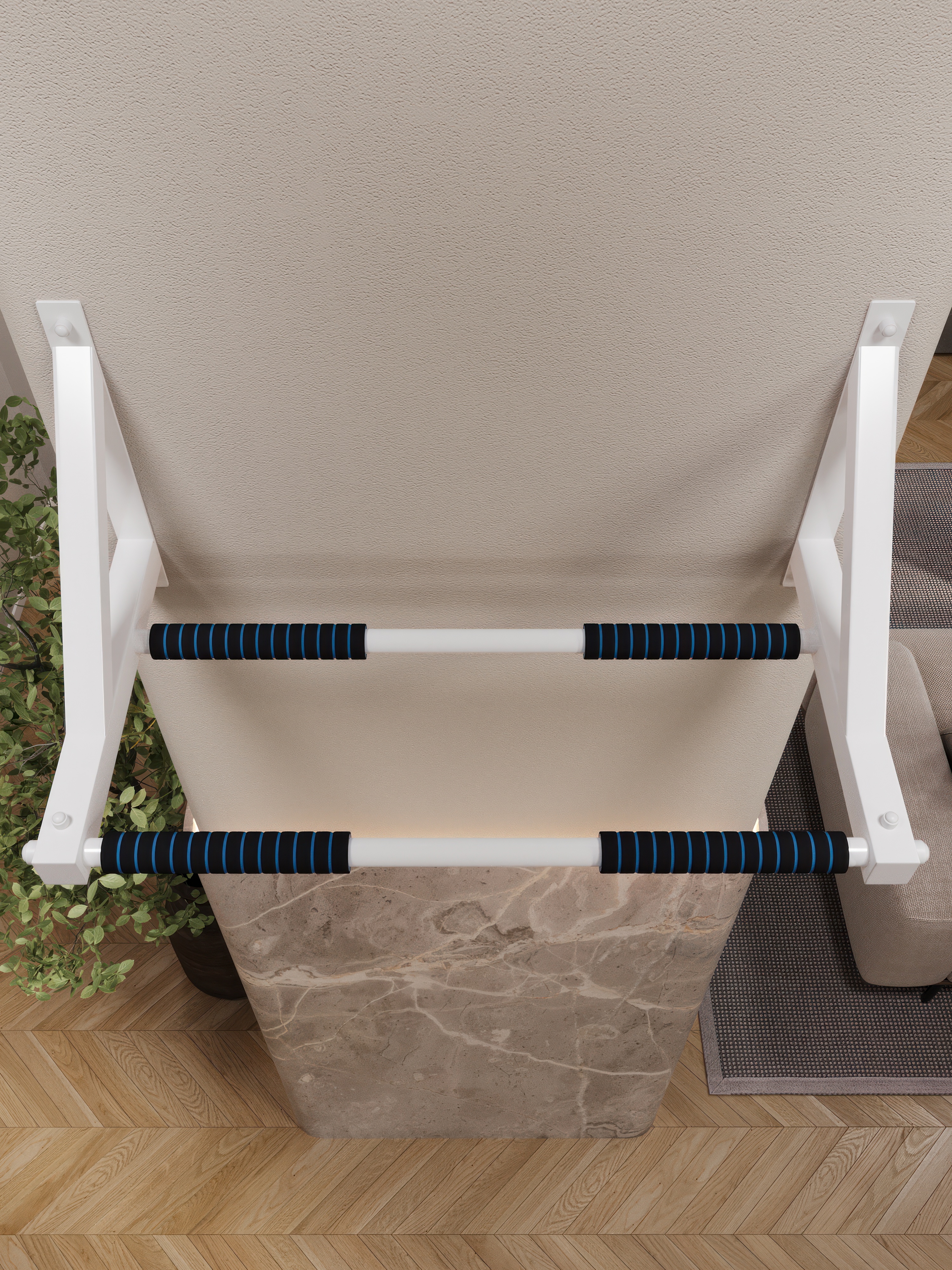 Турник настенный BORABO 2 хвата Классик Comfort с неопреновыми ручками - фото 1