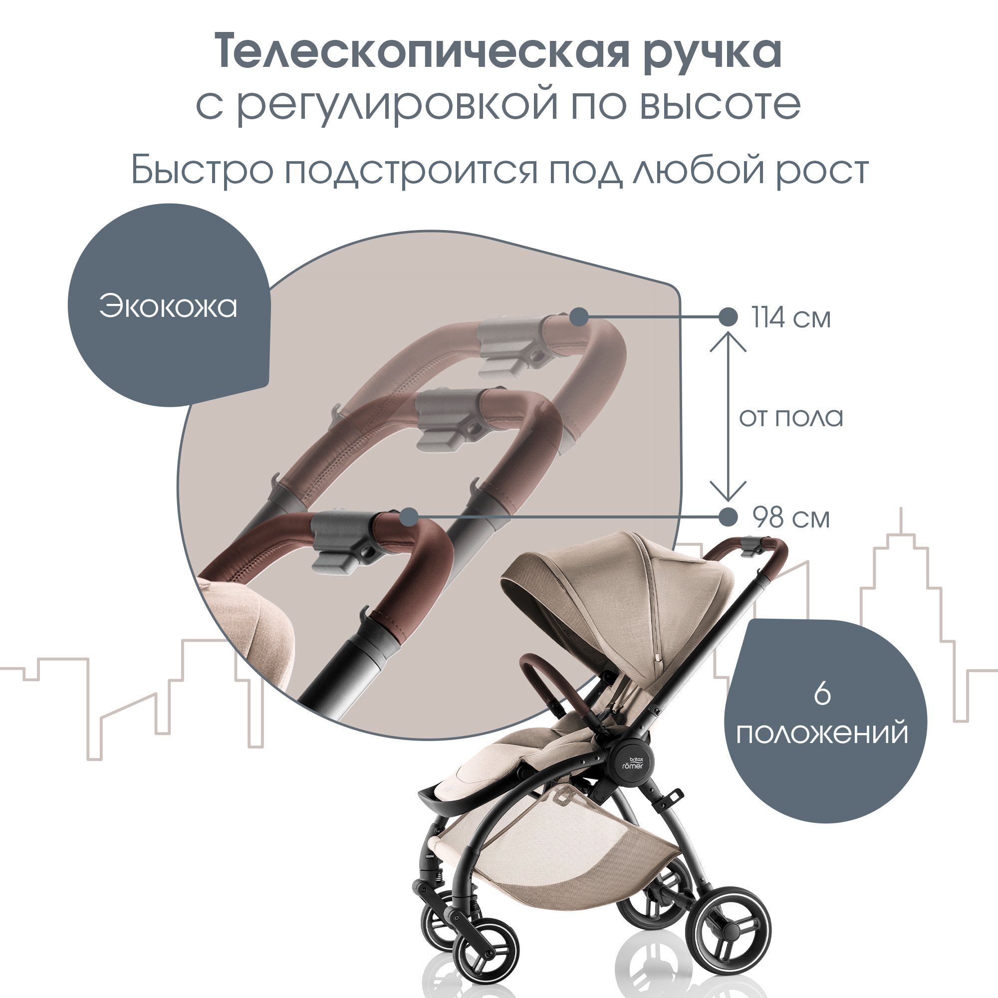 Коляска прогулочная Britax Roemer Rio Style Teak 0+ бежевый - фото 7
