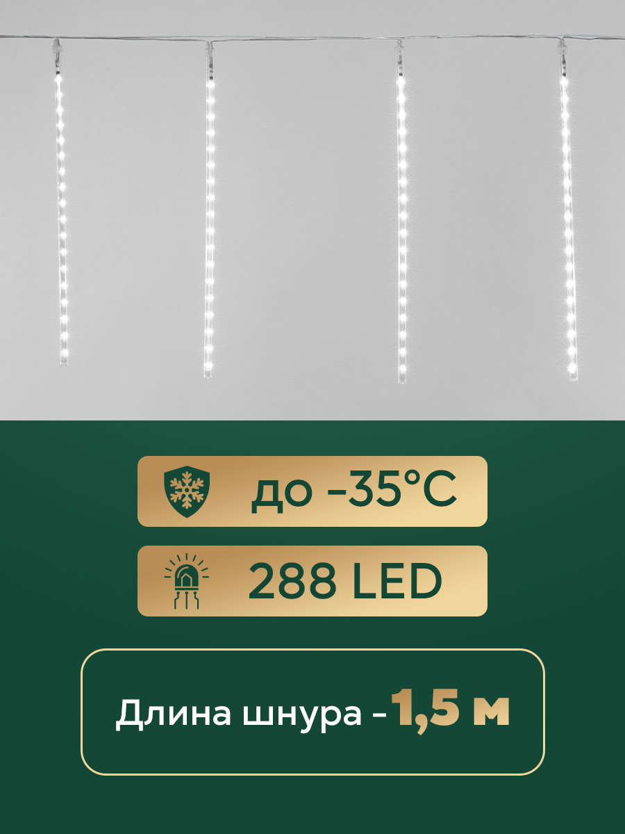 Светодиодная гирлянда NEON-NIGHT Тающие сосульки 8 шт. х 50 см белое свечение 256-313-6 - фото 2