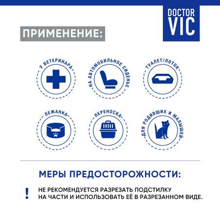 Пеленки для животных Doctor VIC впитывающие с суперабсорбентом одноразовые 60*40см 14шт