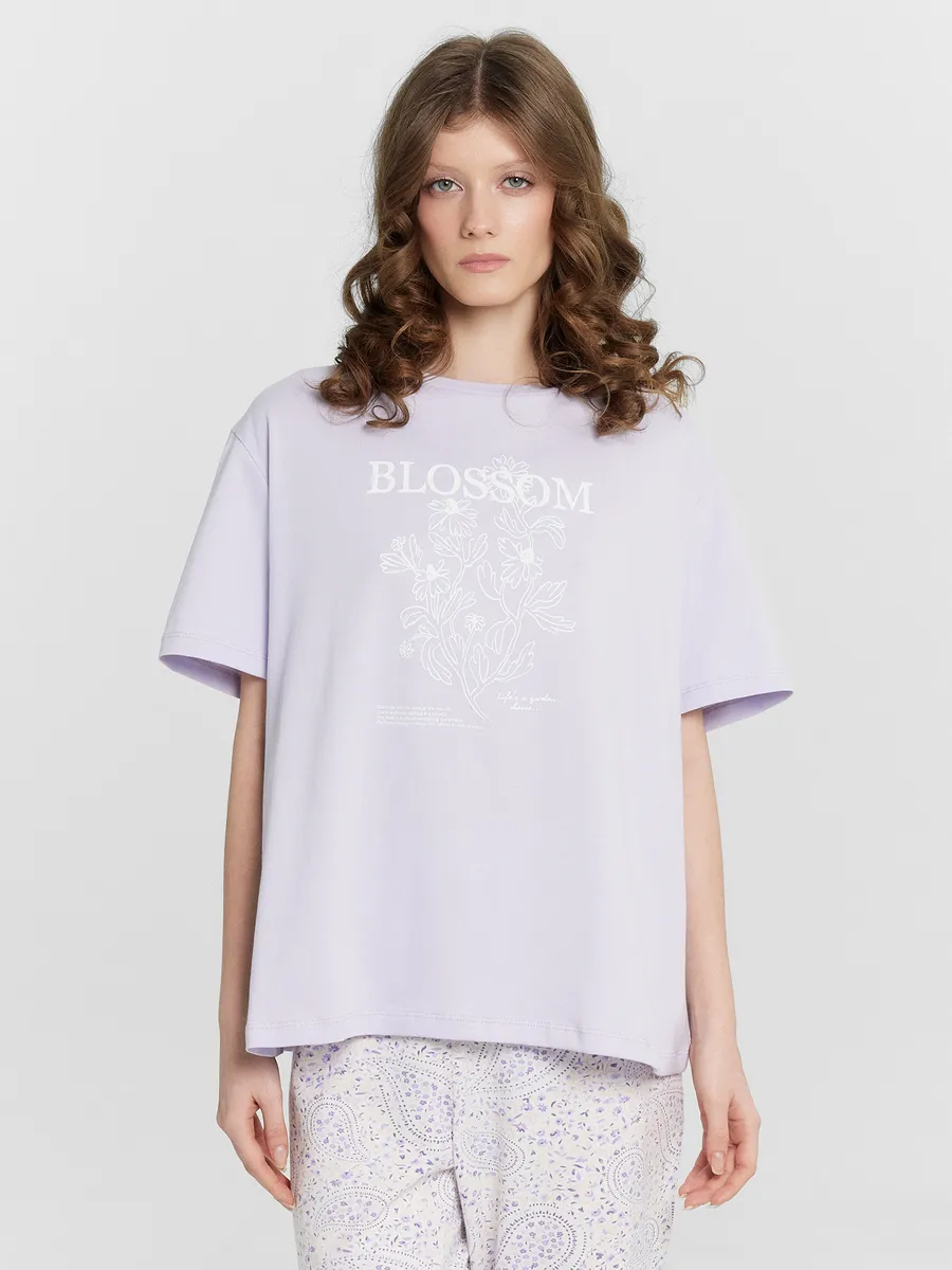 Пижама Mark Formelle (Марк Формэль) 592370/лиловый вереск +узор на св.молочном - фото 3