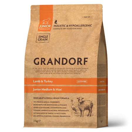 Корм для щенков Grandorf 3кг ягненок с индейкой