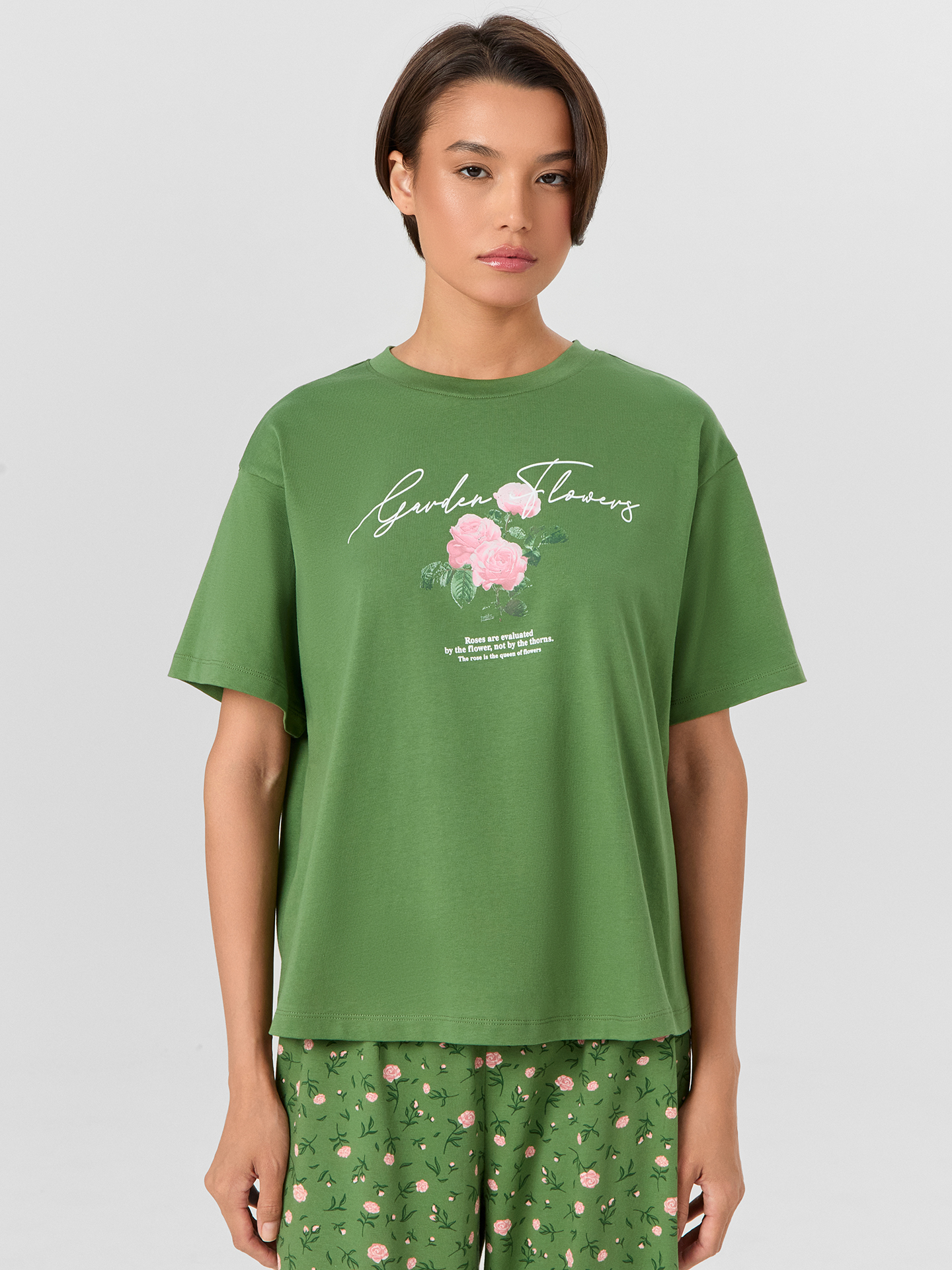 Пижама Mark Formelle (Марк Формэль) 592600/зеленый сок +розы на зеленом - фото 3