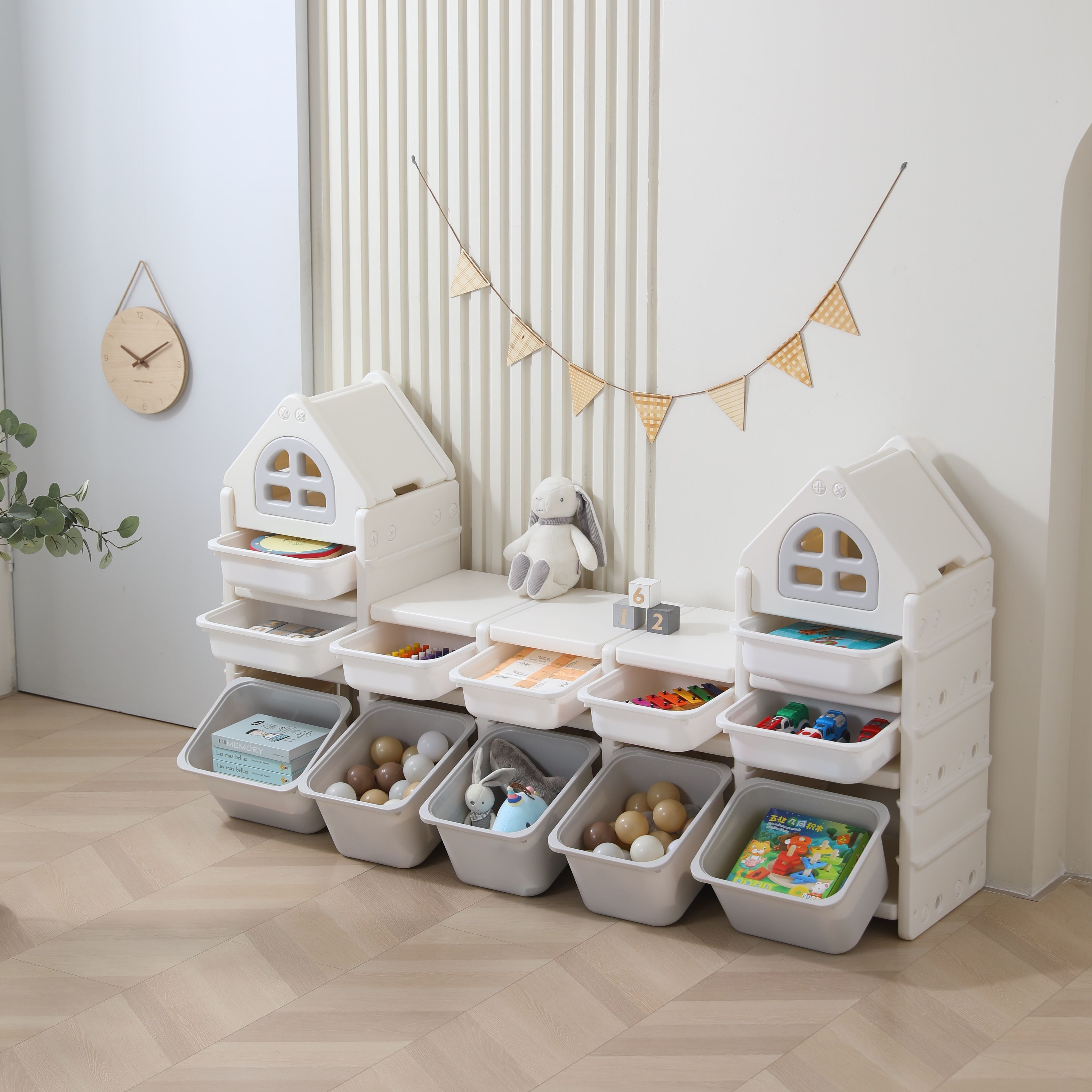 Стеллаж для игрушек UNIX Kids 12 ящиков Grey - фото 10