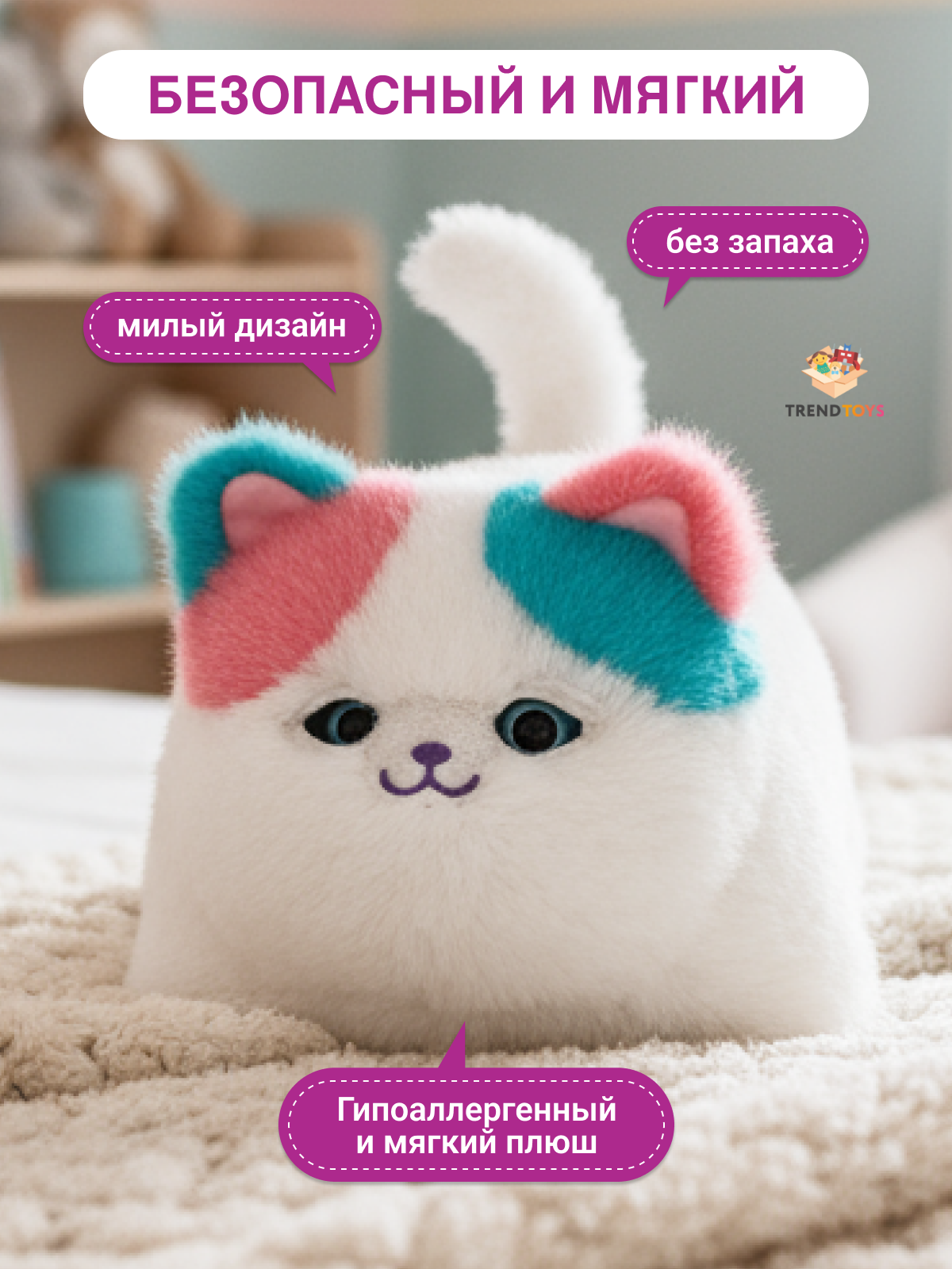 Мягкая игрушка TrendToys котик интерактивный - фото 3