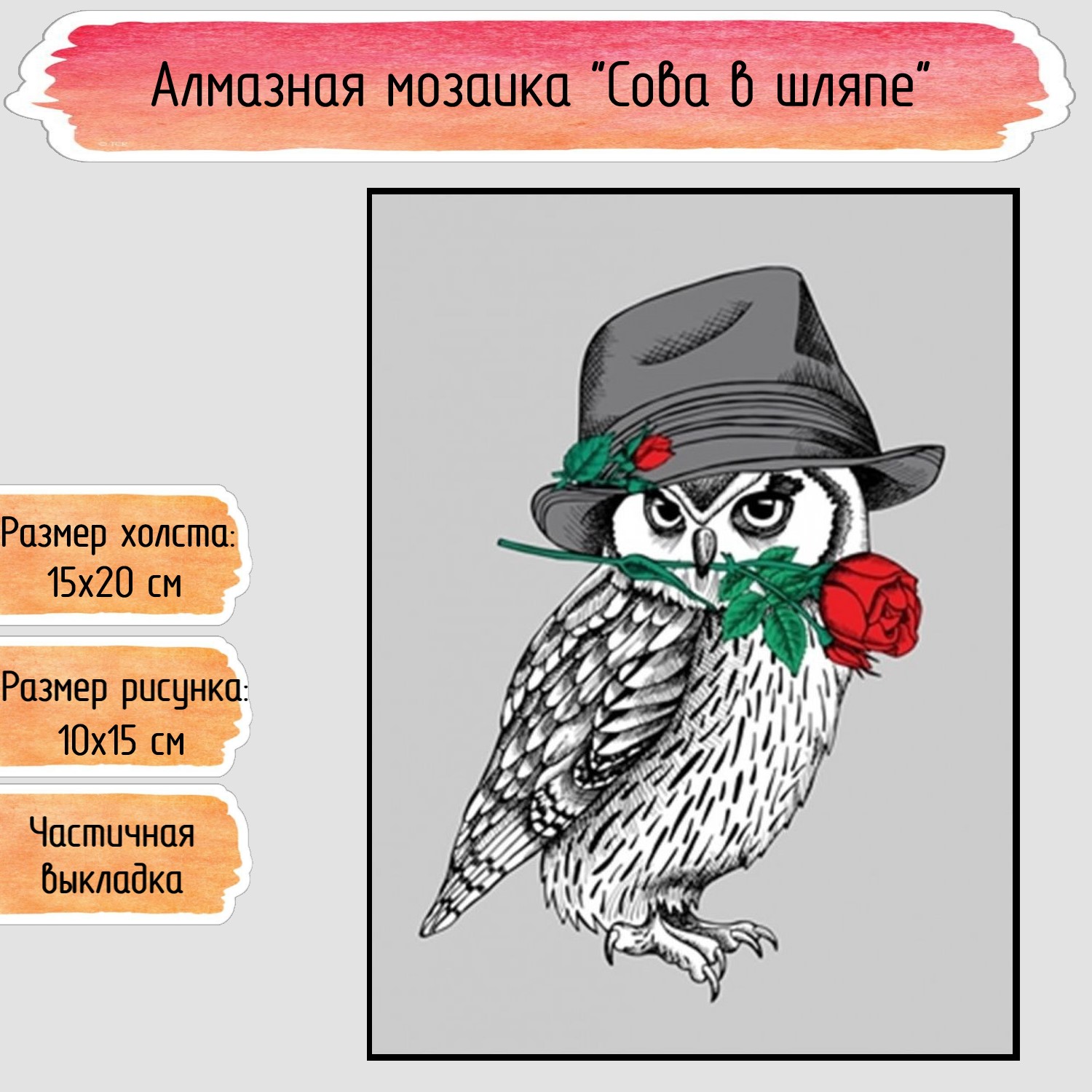 Алмазная мозаика Seichi Сова в шляпе - фото 1