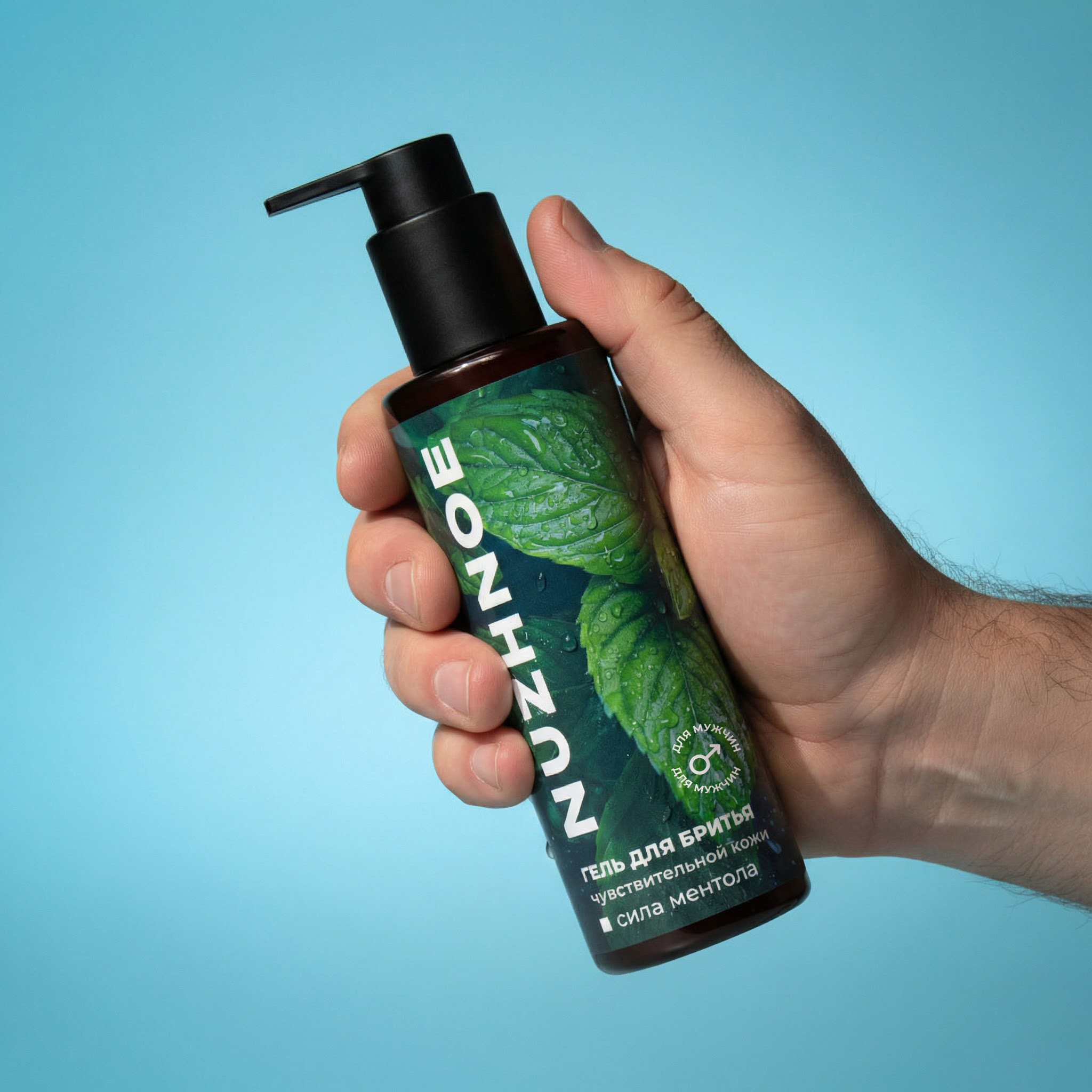 Мужской увлажняющий гель NUZHNOE для бритья чувствительной кожи Сила ментола - фото 7