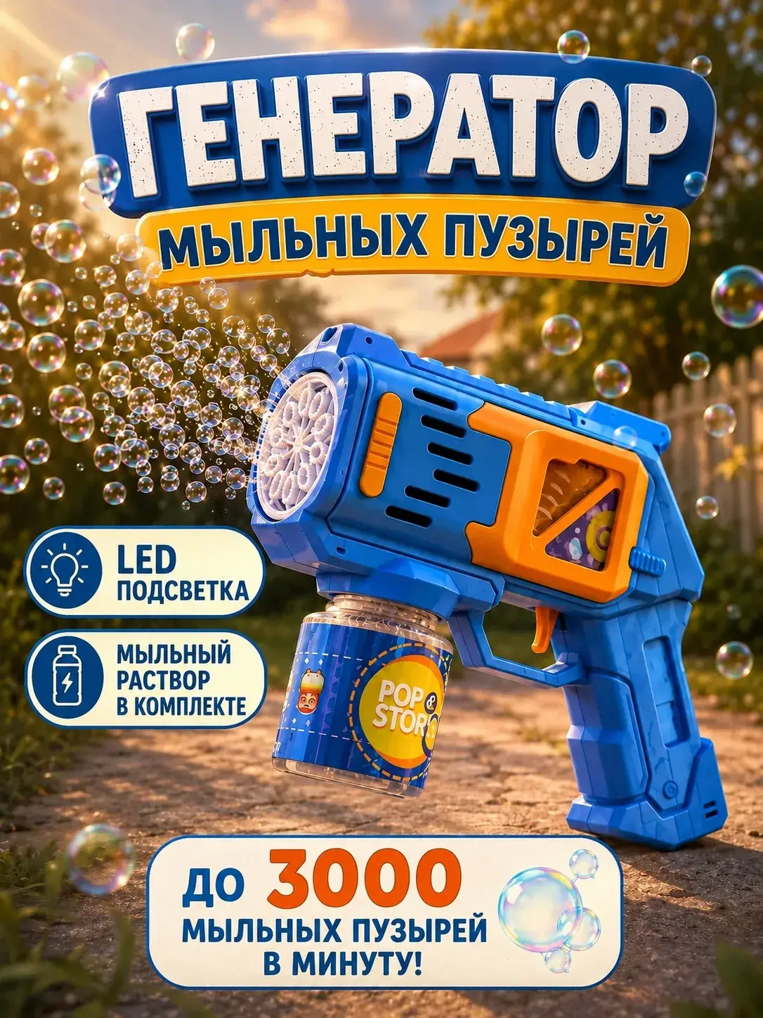 Генератор мыльных пузырей BalaToys пистолет для мыльных пузырей - фото 1